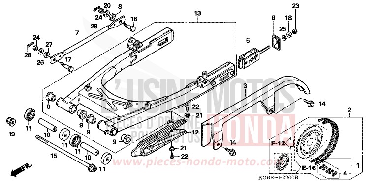 SWINGARM for Shadow VT125C MYSTERY RED METALLIC (R231) from 2001